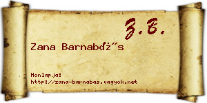 Zana Barnabás névjegykártya