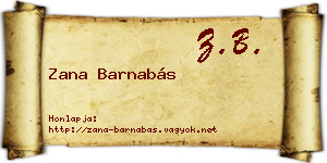 Zana Barnabás névjegykártya